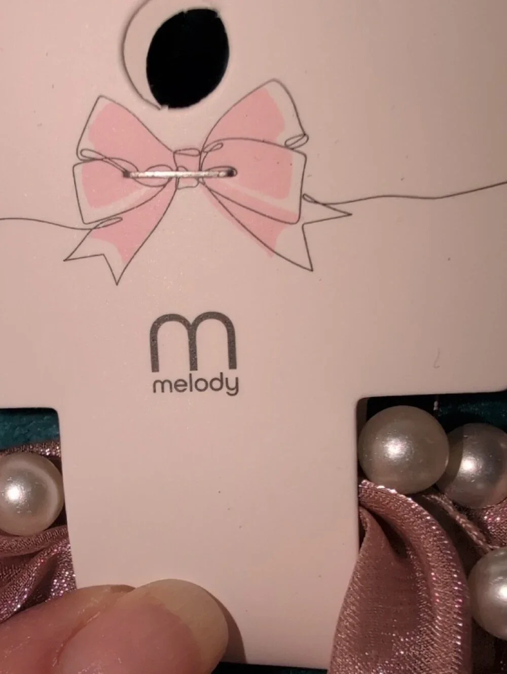 Pink Pearl-Embellished Scrunchie Set Of 2